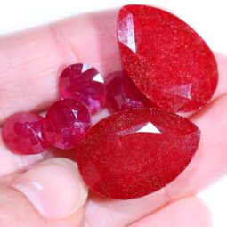 African Faceted Ruby Stones Parcel 6 pieces B805 | Crystal Factory