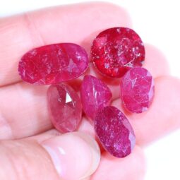 African Faceted Ruby Stones Parcel 6 pieces B806 | Crystal Factory