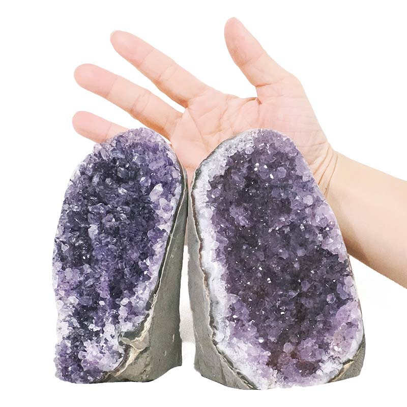 2.09kg Amethyst Polished Crystal Geode Specimen Set 2 Pieces X395 4 Amethyst Polished Crystal Mini Druze Specimen Set 2 Pieces X395 | Crystal Factory