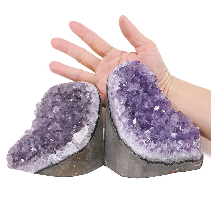 2.56kg Amethyst Polished Crystal Geode Specimen Set 2 Pieces X399 4 Amethyst Polished Crystal Mini Druze Specimen Set 2 Pieces X399 | Crystal Factory