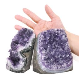 2.36kg Amethyst Polished Crystal Geode Specimen Set 2 Pieces X400 5 Amethyst Polished Crystal Mini Druze Specimen Set 2 Pieces X400 | Crystal Factory