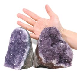 Amethyst Polished Crystal Geode Specimen Set 2 Pieces X407 | Crystal Factory