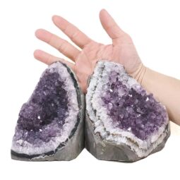Amethyst Polished Crystal Geode Specimen Set 2 Pieces X410 | Crystal Factory