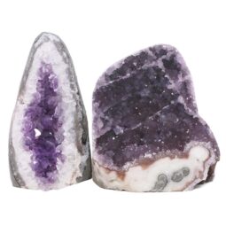 Amethyst Polished Crystal Geode Specimen Set 2 Pieces X425 | Crystal Factory