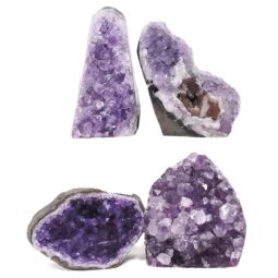 Amethyst Polished Crystal Geode Specimen Set 4 Pieces X406 | Crystal Factory