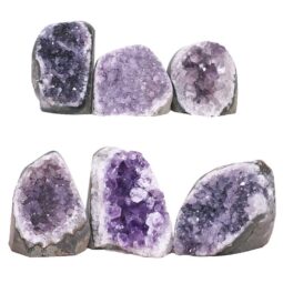 Amethyst Polished Crystal Geode Specimen Set 6 Pieces X413 | Crystal Factory