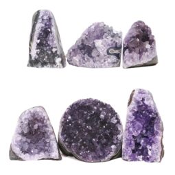 Amethyst Polished Crystal Geode Specimen Set 6 Pieces X416 | Crystal Factory