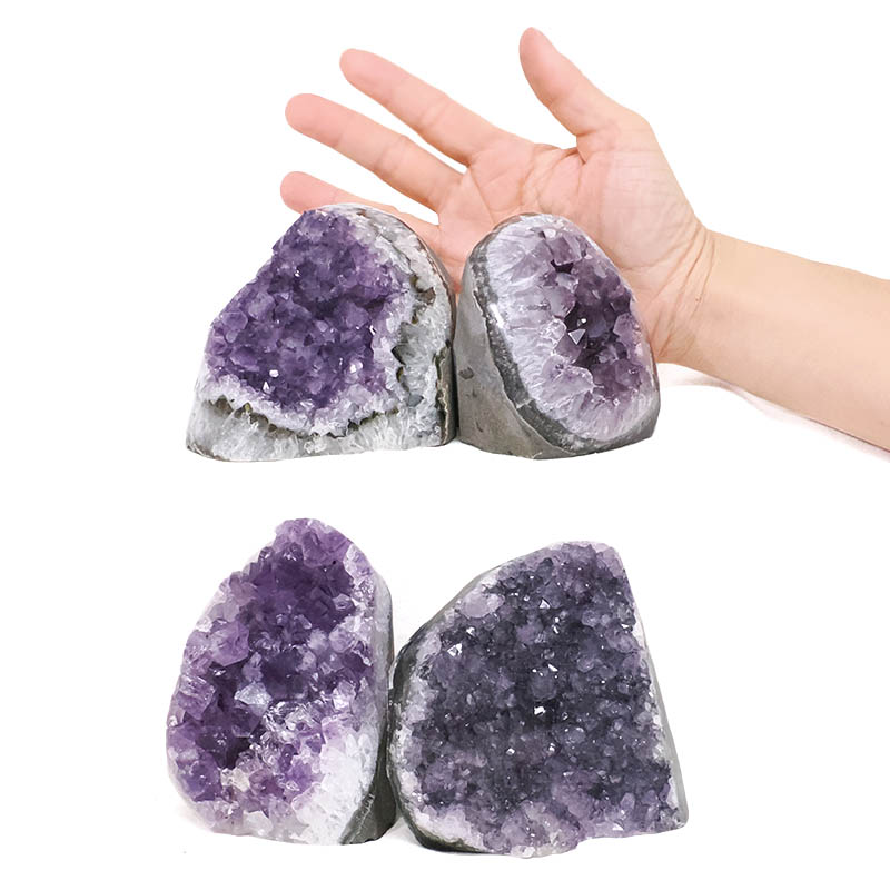 2.64kg Amethyst Polished Crystal Geode Specimen Set 4 Pieces X389 4 Amethyst Polished Crystal Mini Druze Specimen Set 4 Pieces X389 | Crystal Factory
