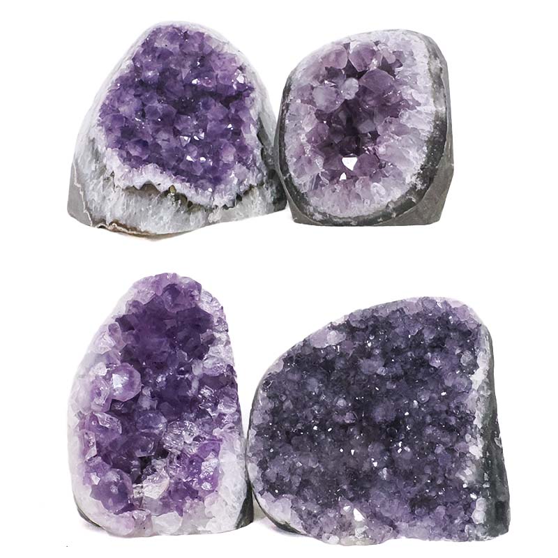 2.64kg Amethyst Polished Crystal Geode Specimen Set 4 Pieces X389 3 Amethyst Polished Crystal Mini Druze Specimen Set 4 Pieces X389 | Crystal Factory