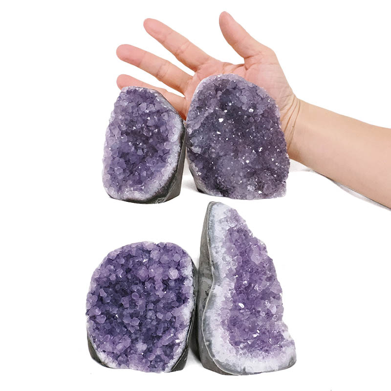 2.22kg Amethyst Polished Crystal Geode Specimen Set 4 Pieces X390 4 Amethyst Polished Crystal Mini Druze Specimen Set 4 Pieces X390 | Crystal Factory