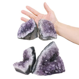 2.62kg Amethyst Polished Crystal Geode Specimen Set 4 Pieces X392 5 Amethyst Polished Crystal Mini Druze Specimen Set 4 Pieces X392 | Crystal Factory
