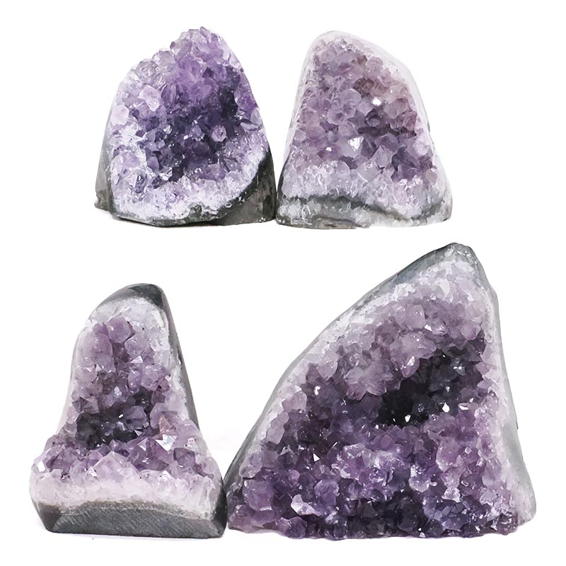 2.62kg Amethyst Polished Crystal Geode Specimen Set 4 Pieces X392 3 Amethyst Polished Crystal Mini Druze Specimen Set 4 Pieces X392 | Crystal Factory