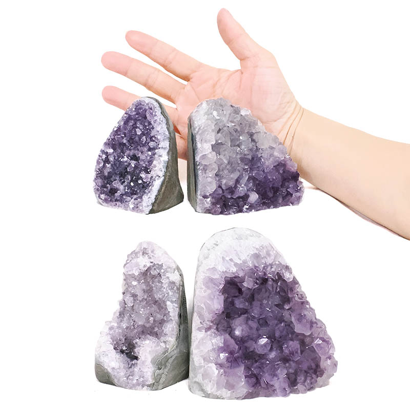2.36kg Amethyst Polished Crystal Geode Specimen Set 4 Pieces X393 4 Amethyst Polished Crystal Mini Druze Specimen Set 4 Pieces X393 | Crystal Factory