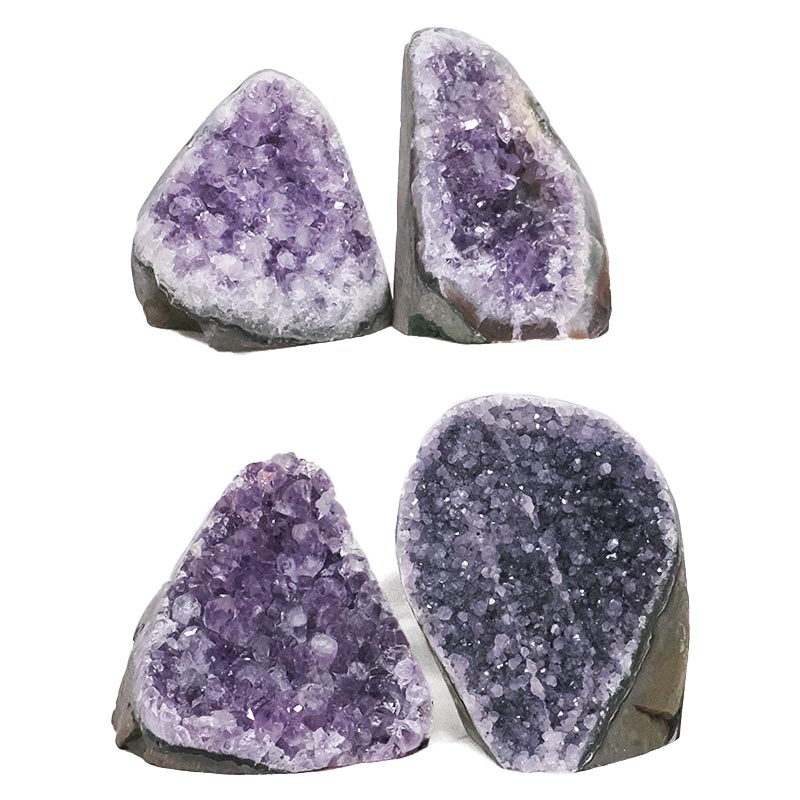 2.04kg Amethyst Polished Crystal Geode Specimen Set 4 Pieces X394 3 Amethyst Polished Crystal Mini Druze Specimen Set 4 Pieces X394 | Crystal Factory