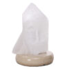 Clear Quartz Druze Lamp on Marble Base – White LED Bulb V58 | Crystal Factory
