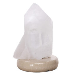 Clear Quartz Druze Lamp on Marble Base – White LED Bulb V58 | Crystal Factory