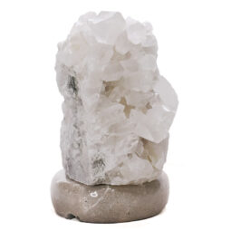 Clear Quartz Druze Lamp on Marble Base – White LED Bulb V59 | Crystal Factory