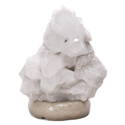 Clear Quartz Druze Lamp on Marble Base – White LED Bulb V60 | Crystal Factory