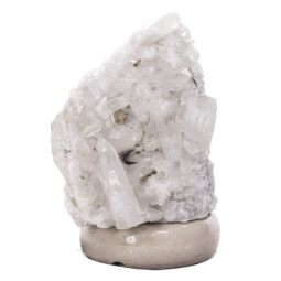 Clear Quartz Druze Lamp on Marble Base – White LED Bulb V61 | Crystal Factory