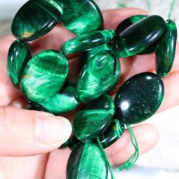 Green Tigers Eye Oval Beads Set 16 pieces B827 | Crystal Factory