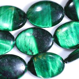 Green Tigers Eye Oval Beads Set 16 pieces B827 | Crystal Factory