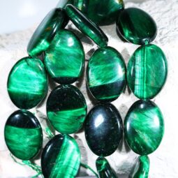 Green Tigers Eye Oval Beads Set 16 pieces B827 | Crystal Factory