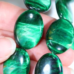 Green Tigers Eye Oval Beads Set 16 pieces B827 | Crystal Factory