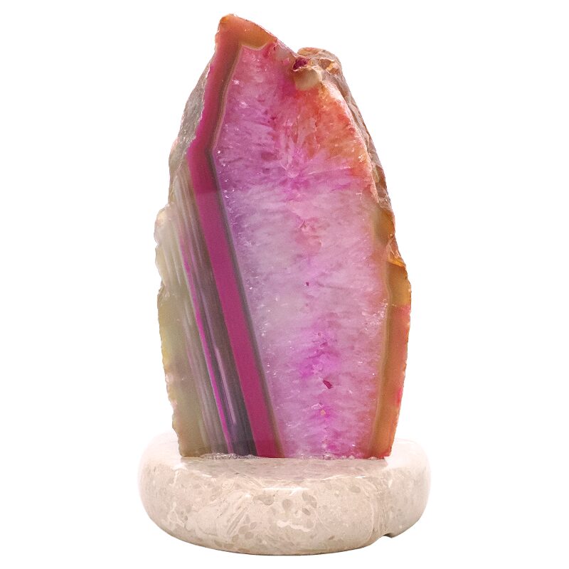 2.5kg Pink Agate Crystal Lamp with Marble Base - Purple LED - K1237 3 Pink Agate Crystal Lamp with Marble Base - Purple LED - K1237 | Crystal Factory
