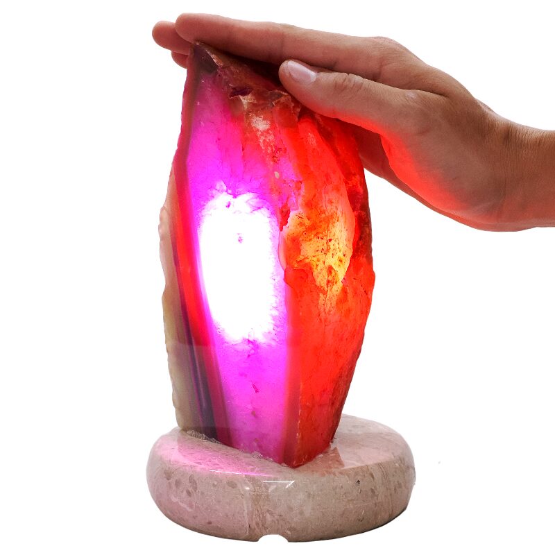 2.5kg Pink Agate Crystal Lamp with Marble Base - Purple LED - K1237 4 Pink Agate Crystal Lamp with Marble Base - Purple LED - K1237 | Crystal Factory
