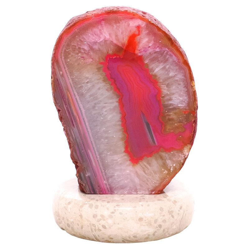 3.6kg Pink Agate Crystal Lamp with Marble Base - Purple LED - K1241 3 Pink Agate Crystal Lamp with Marble Base - Purple LED - K1241 | Crystal Factory