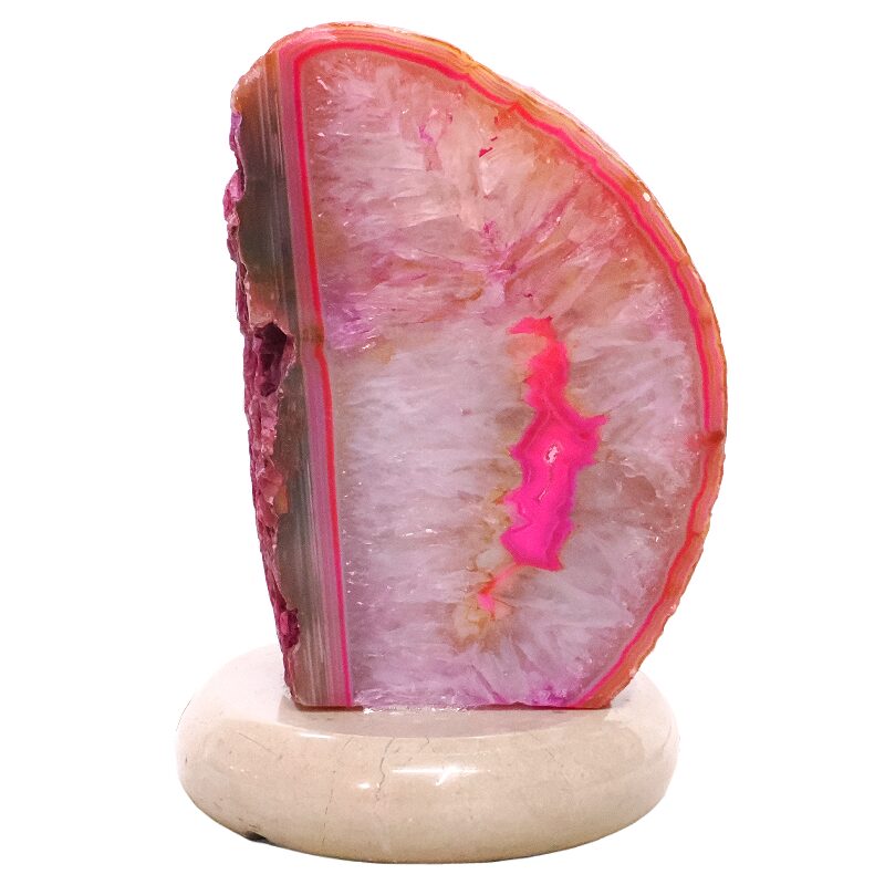 3.2kg Pink Agate Crystal Lamp with Marble Base - Purple LED - K1242 3 Pink Agate Crystal Lamp with Marble Base - Purple LED - K1242 | Crystal Factory