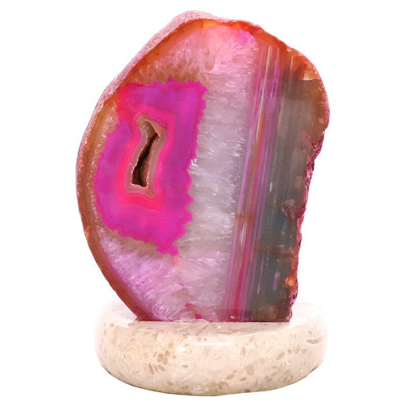 3.4kg Pink Agate Crystal Lamp with Marble Base - Purple LED - K1243 3 Pink Agate Crystal Lamp with Marble Base - Purple LED - K1243 | Crystal Factory