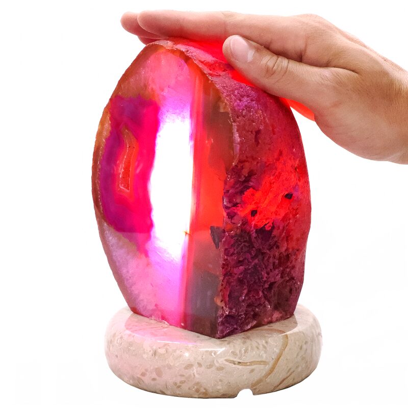 3.4kg Pink Agate Crystal Lamp with Marble Base - Purple LED - K1243 4 Pink Agate Crystal Lamp with Marble Base - Purple LED - K1243 | Crystal Factory