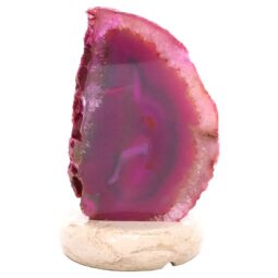 Pink Agate Crystal Lamp with Marble Base - Purple LED - K1245 | Crystal Factory