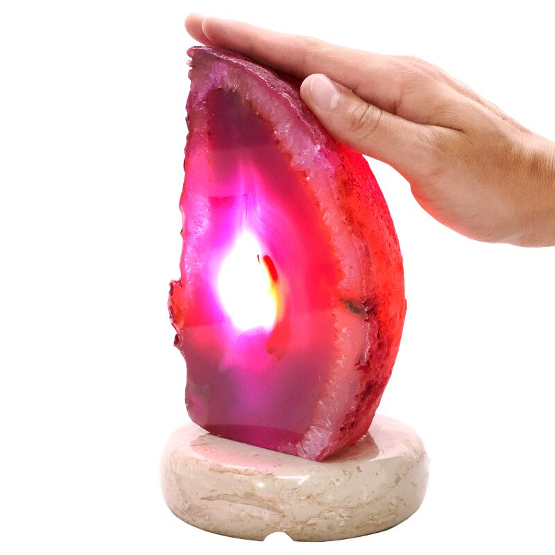 2.9kg Pink Agate Crystal Lamp with Marble Base - Purple LED - K1245 4 Pink Agate Crystal Lamp with Marble Base - Purple LED - K1245 | Crystal Factory