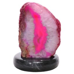 Pink Agate Crystal Lamp with Marble Base - Purple LED - K1246 | Crystal Factory
