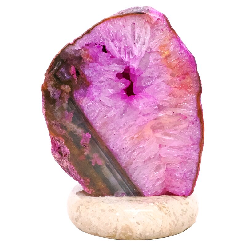 3.7kg Pink Agate Crystal Lamp with Marble Base - Purple LED - K1247 3 Pink Agate Crystal Lamp with Marble Base - Purple LED - K1247 | Crystal Factory