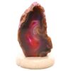 Pink Agate Crystal Lamp with Marble Base - Purple LED - K1248 | Crystal Factory