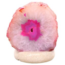 Pink Agate Crystal Lamp with Marble Base - Purple LED - K1250 | Crystal Factory