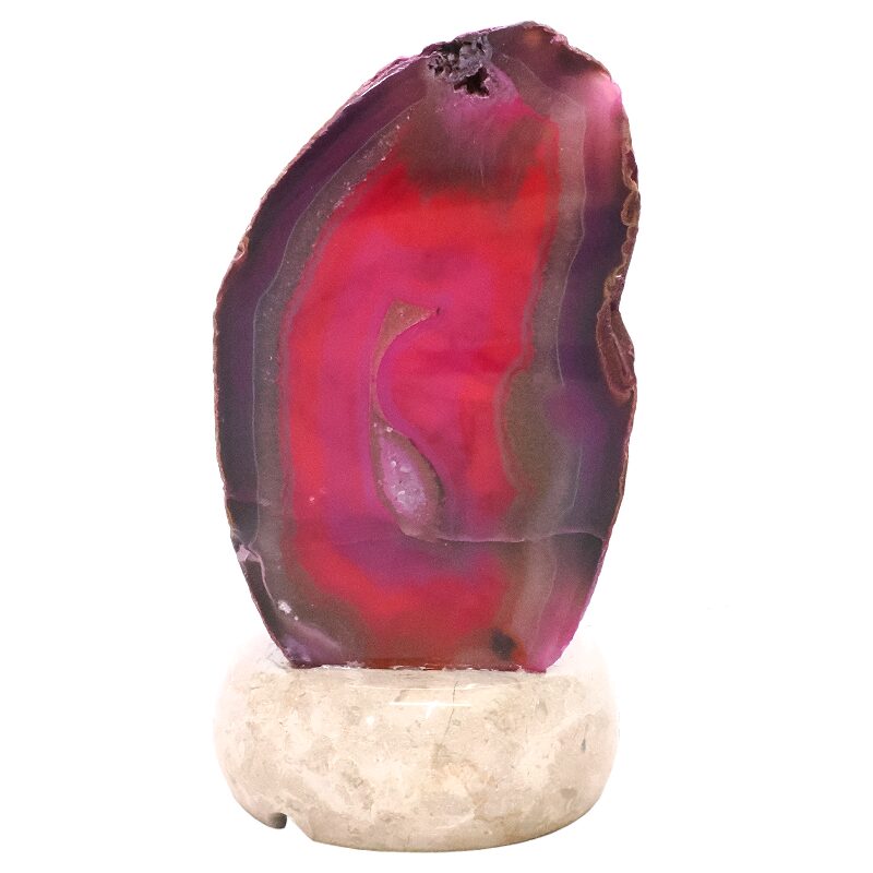2kg Pink Agate Crystal Lamp with Marble Base - Purple LED - K1253 3 Pink Agate Crystal Lamp with Marble Base - Purple LED - K1253 | Crystal Factory