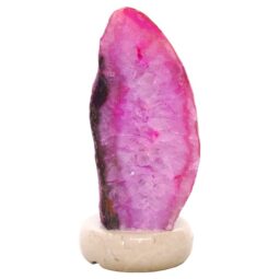 Pink Agate Crystal Lamp with Marble Base - Purple LED - K1254 | Crystal Factory
