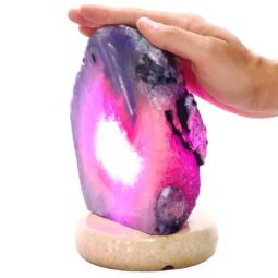 Purple Agate Crystal Lamp with Marble Base - Purple LED - K1261 | Crystal Factory