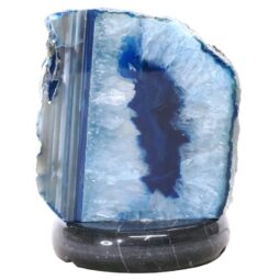 Blue Agate Crystal Lamp with Marble Base - Blue LED - K1304 | Crystal Factory