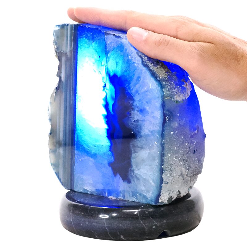 3.4kg Blue Agate Crystal Lamp with Marble Base - Blue LED - K1304 4 Blue Agate Crystal Lamp with Marble Base - Blue LED - K1304 | Crystal Factory