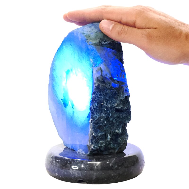 2.8kg Blue Agate Crystal Lamp with Marble Base - Blue LED - K1305 4 Blue Agate Crystal Lamp with Marble Base - Blue LED - K1305 | Crystal Factory