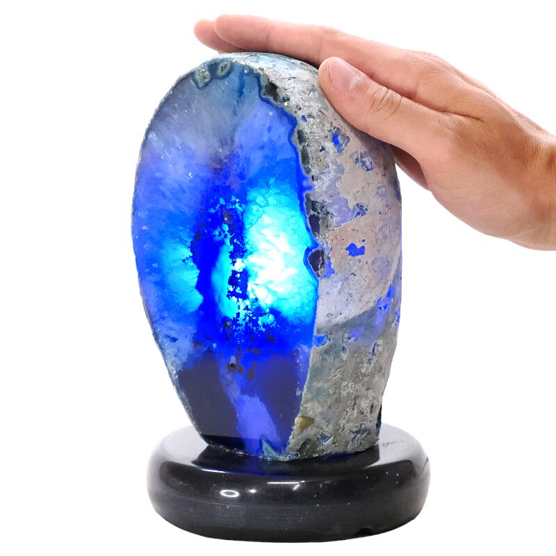3.6kg Blue Agate Crystal Lamp with Marble Base - Blue LED - K1307 4 Blue Agate Crystal Lamp with Marble Base - Blue LED - K1307 | Crystal Factory