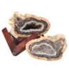 2.5kg Banded Agate Geode Pair with Timber Stand 12cm - L527 1 Banded Agate Geode Pair with Timber Stand 12cm - L527 | Crystal Factory