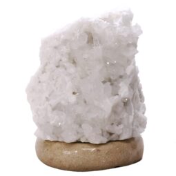 Clear Quartz Druze Lamp on Marble Base – White LED Bulb L528 | Crystal Factory