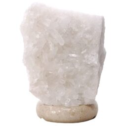 Clear Quartz Druze Lamp on Marble Base – White LED Bulb L529 | Crystal Factory
