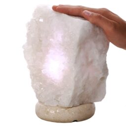 Clear Quartz Druze Lamp on Marble Base – White LED Bulb L529 | Crystal Factory